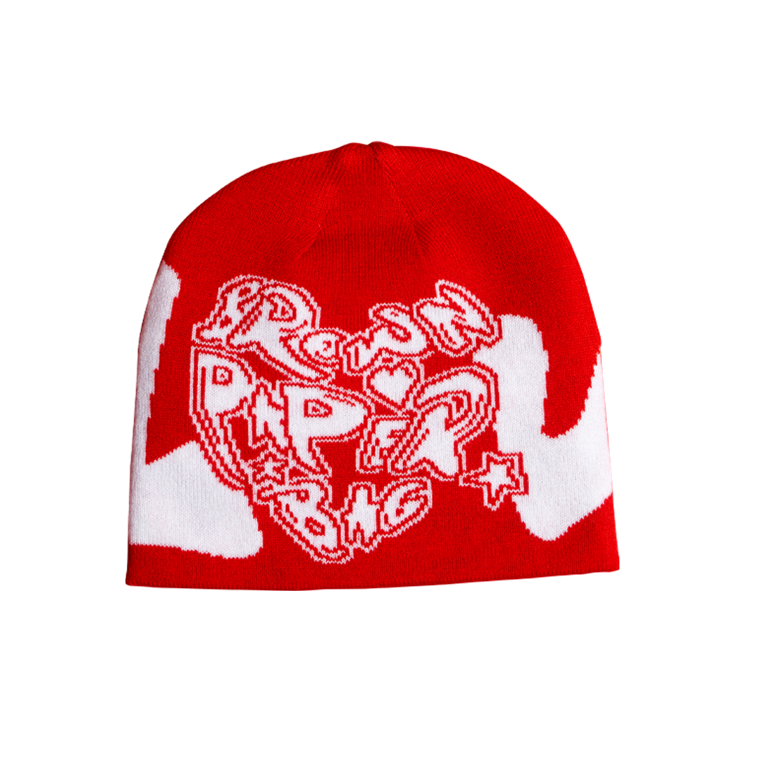 10.THE "LUV" SKULLY BEANIE *REVERSIBLE* [RED/WHITE]
