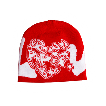 10.THE "LUV" SKULLY BEANIE *REVERSIBLE* [RED/WHITE]