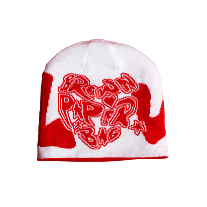 10.THE "LUV" SKULLY BEANIE *REVERSIBLE* [RED/WHITE]